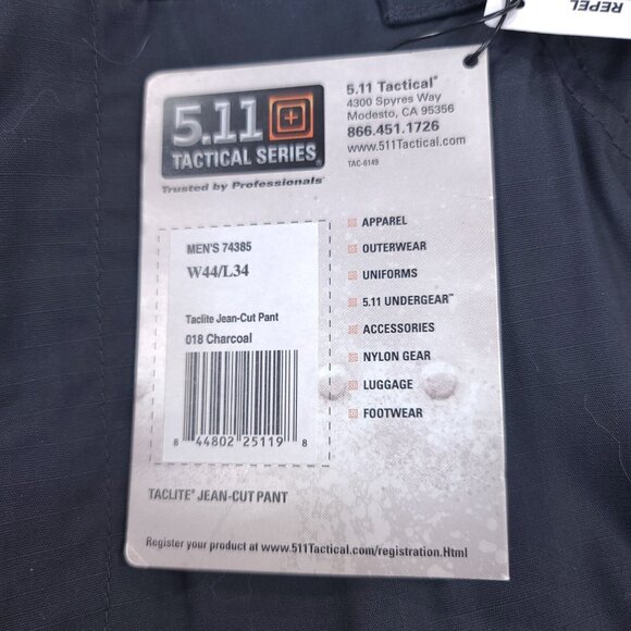 5.11 Tactical Mens 44x34 Gray Taclite Ripstop Jean Cut Mid Rise Straight Leg - Picture 8 of 9